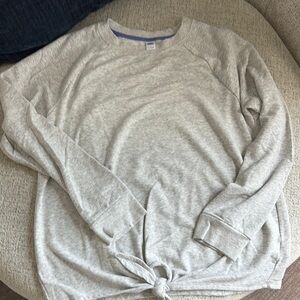 Gray Long Sleeve Sweatshirt with Knot Detail